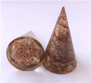 Orgonite Moon Stone Cone Orgone Cone Gemstone Orgone Healing Crystal with Copper Ring