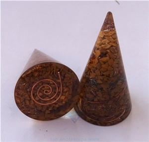 Orgonite Yellow Jasper Cone Orgone Yellow Cone Healing Crystals with Meditation