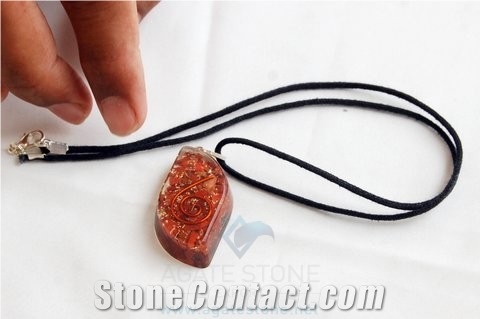 Red Jasper Orgone Eye Pendant with Cord, Orgonite Red Healing Pendants, Metaphysical New Age Crystals