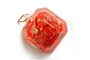 Red Orgone Square Pendant, Orgonite Red Onyx Healing Pendant