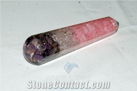 Rose-Crystal-Amethyst Faceted Massage Wands Gemstone Rca Healing Stick Meditation Crystals
