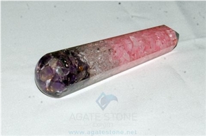 Rose-Crystal-Amethyst Faceted Massage Wands Gemstone Rca Healing Stick Meditation Crystals