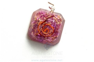 Violet Orgone Square Pendant, Orgonite Onyx Healing Pendants
