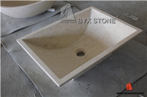 Beige Marble Stone Bathroom Sink / Washbasin / Kitchen Sink, Beige Marble Sinks & Basins