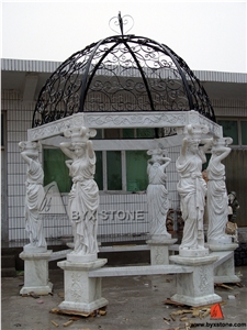 Marble Garden Gazebo Tent with Iron Roof