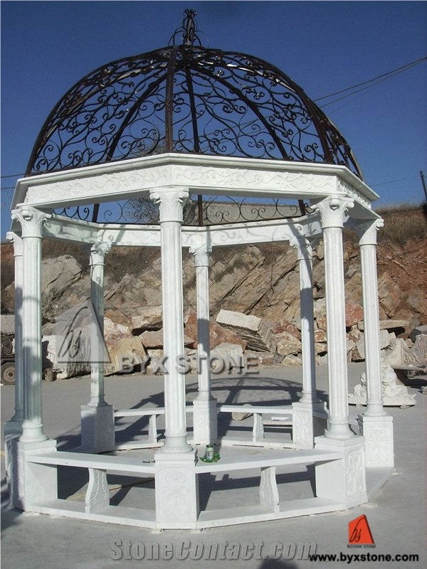 Marble Garden Gazebo Tent with Iron Roof