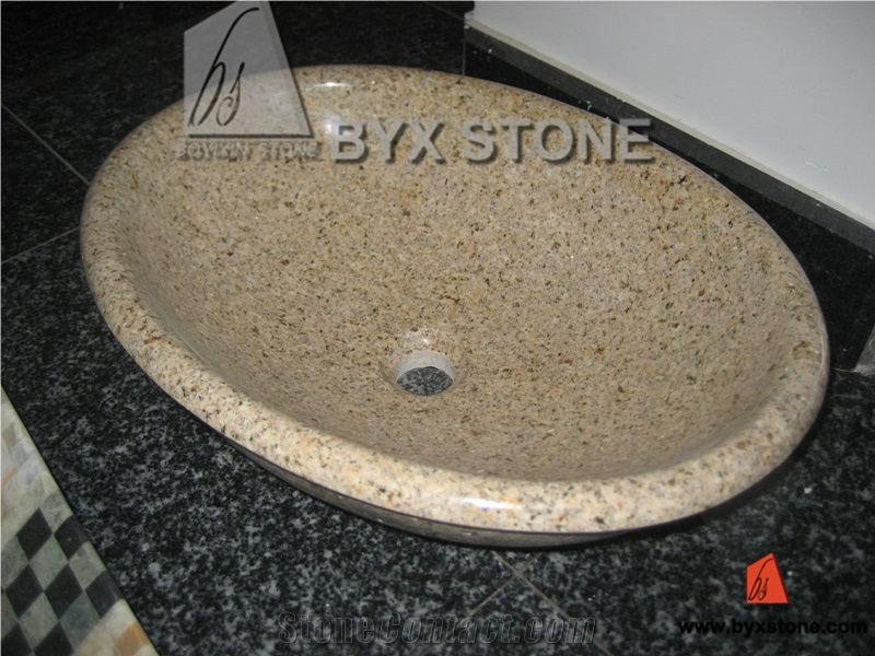 Yellow G682 Polished Granite Stone Sink for Kitchen and Bathroom, G682 Granite Sinks & Basins