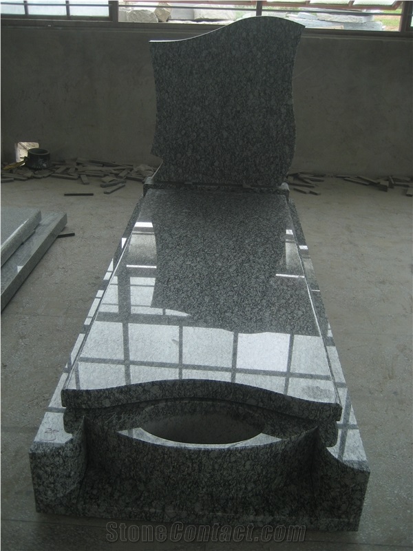 Wave White Granite Monument,White Tombstone,Western Headstone,France Monument Style Design
