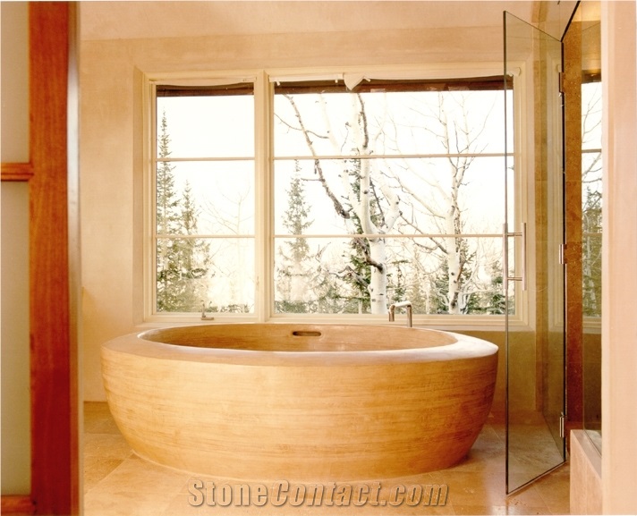Amazing Custom Tub, Beige Limestone Bathtubs United States