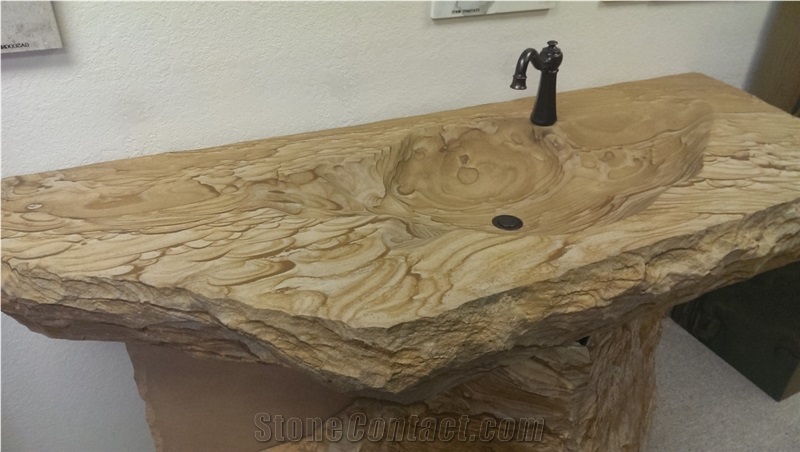 Sandalwood Stone Hand Crafted River Sink and Vanity
