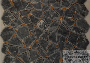 Rock Pattern Mosaic in Nero Marguina (Honed, Tumbled)