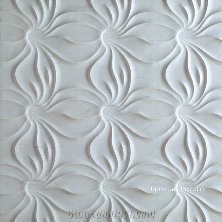 3d White Decorative Interior Rock Walls Tiles, White Marble Building & Walling