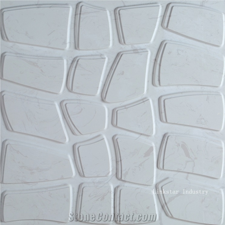 3d White Feature Stone Wall Decor Tile, White Quartzite Building & Walling