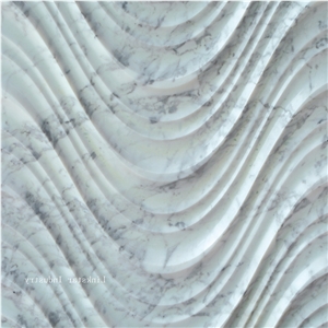 3d White Marble Wavy Feature Wall Panels,Bianco Carrara Marble Wall Panels