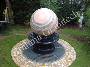 Granite Pink Sphere Fountain,Sphere Water Feature,Globe Water Feature,Backyard Fountain