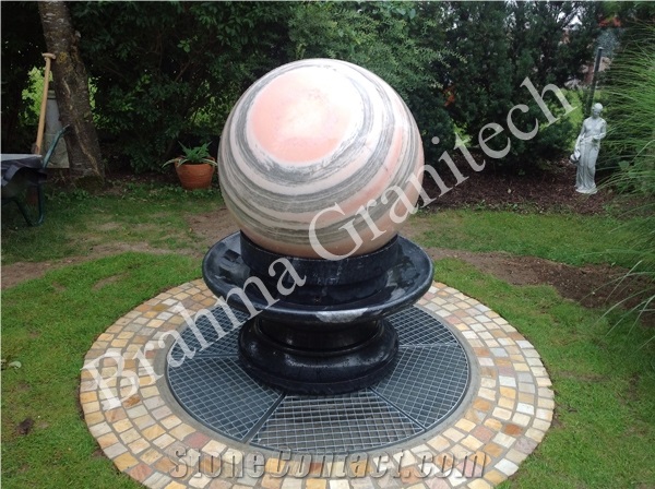Rotating Ball Water Feature,Stone Water Feature,Granite Multicolor Fountain