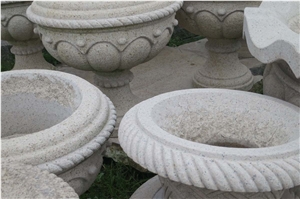 China Beige Granite Flower Pots,Planter Pots,Flower Vases