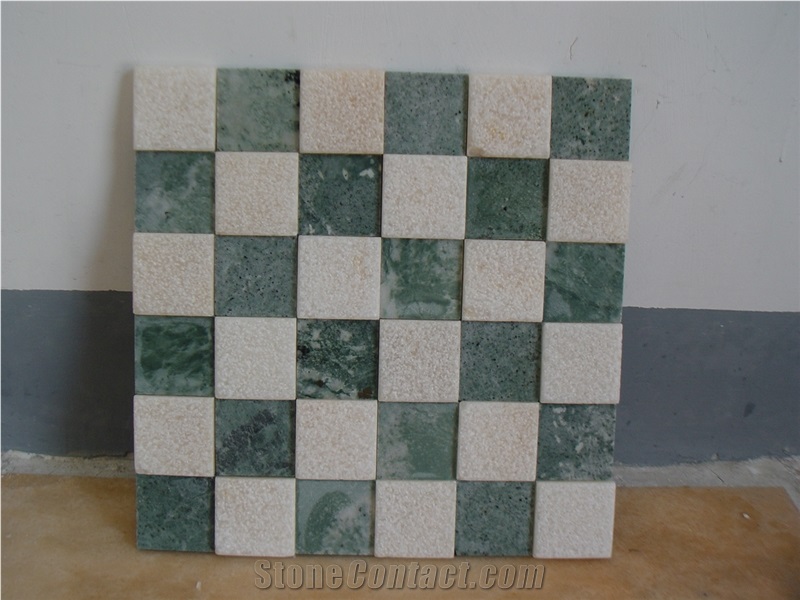 Green & White Mosaic,Multicolor Mosaic Split Face,Green Marble Mosaic Tumbled Face,Mosaic Tile