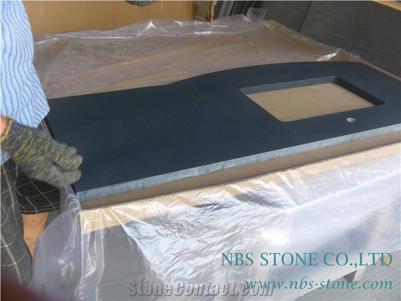 China Absolute Black Kitchen Granite Countertops& Hebei Black Granite Countertops
