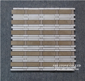 Newest Stone Mosaic,Pebble Stone Mosaic,Long Liner Brown Decorative Wall Tile Glass and Stone Mosaic