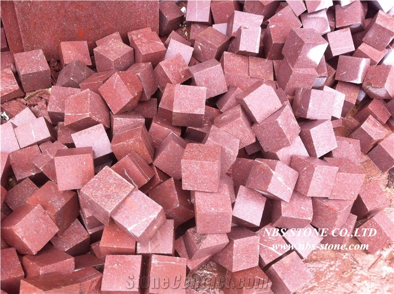Ningshou Red &China Fujian Red Granite Cobble Paver