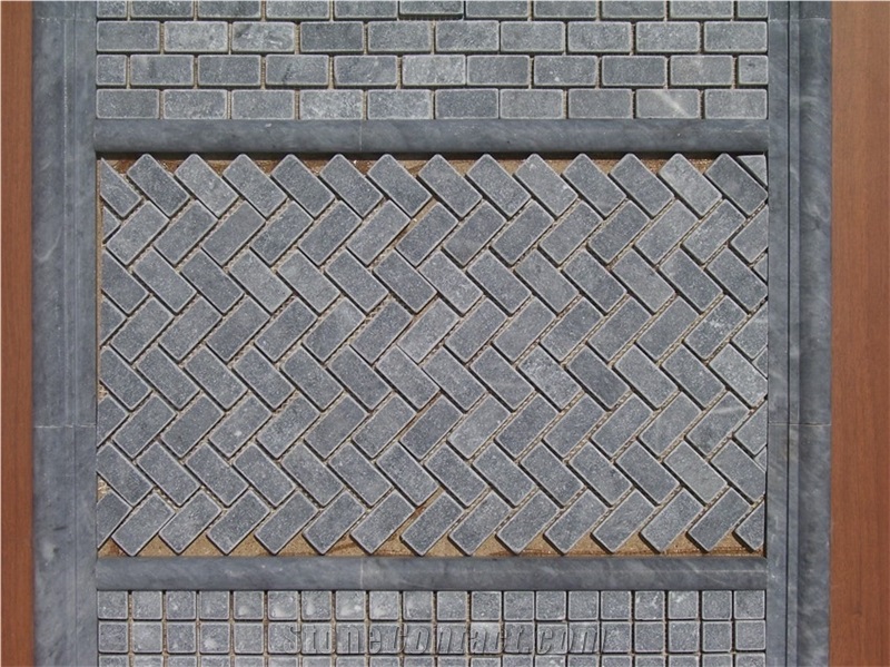 Bluestone Marble Grey-Black Brick Mosaic