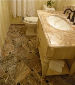 Mocha Onyx Travertine Bathroom Floor Tiles