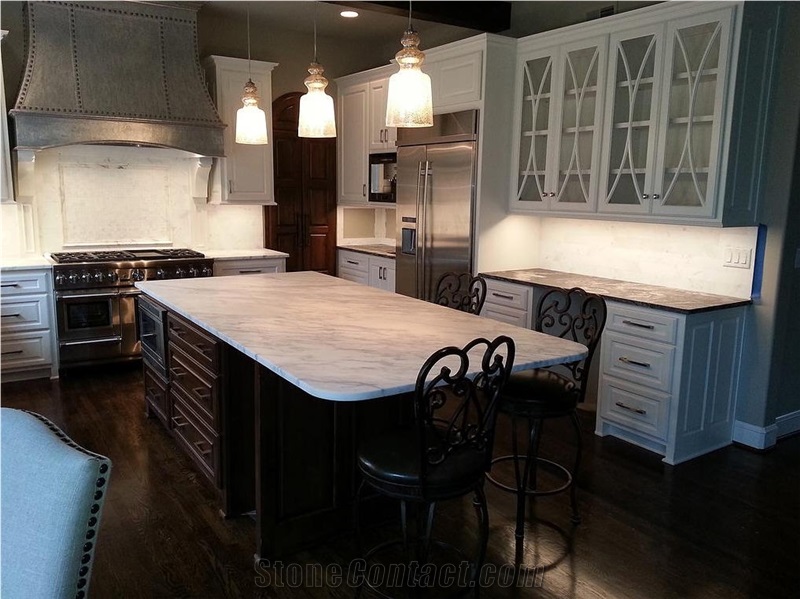Calacatta Marble Kitchen Island and Bench Top