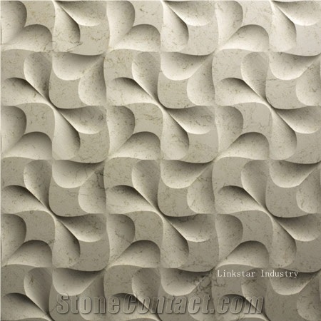 China Natural Beige Marble 3d Feature Inside Wall Paneling Tile