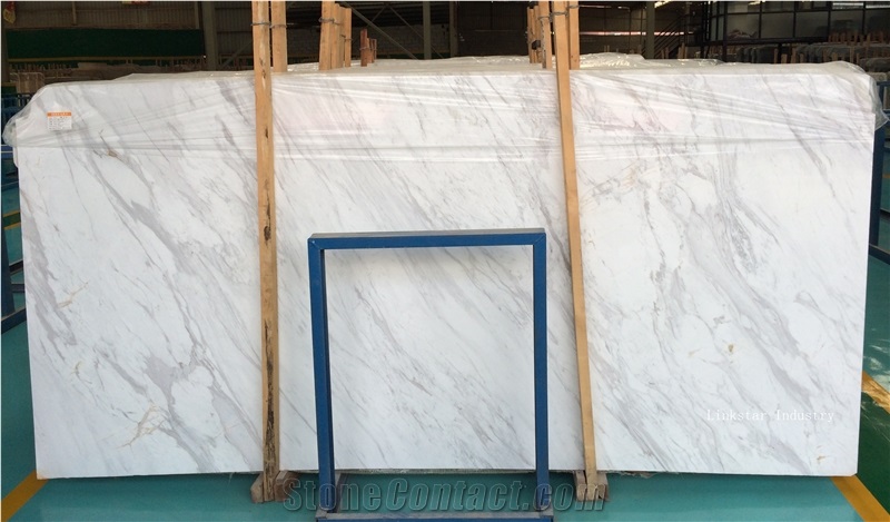 White Volakas Marble Slab, Greece White Marble