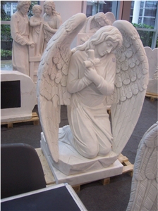 Sichuan White Marble,Sweep Angel Tombstone for 100% Hand Work