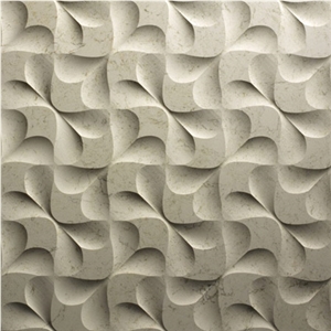 Natural Stone Cladding 3d Wall Panels, Beige Marble 3d Wall Panels