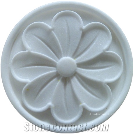 Natural White Stone 3d Marble Flower Wallart Relief Panel