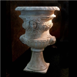 Beige Marble Sculpture Flower Pots