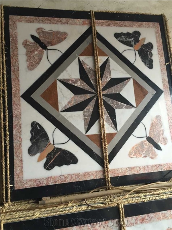 Handmade Decoratie Stone,Mosaic Stone Tile,Mosaic Paving Stone,Mosaic Leaf Pattern Border Design,Mosaic Flower Pattern Desgin,