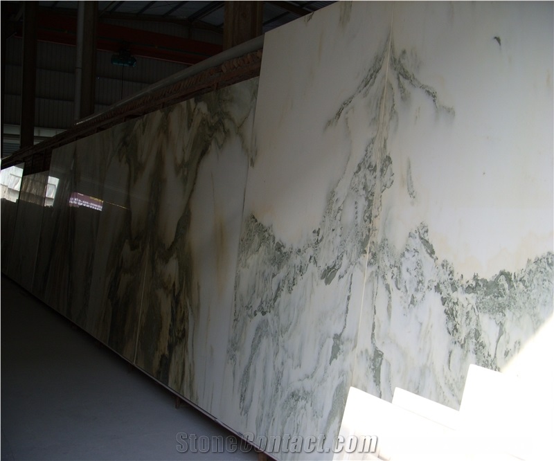 Landscape Painting Marble,Polished Natural Landscape Green Marble Slabs,Polished Marble Wall Covering Tiles
