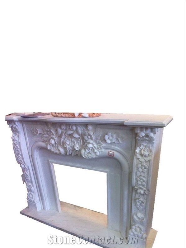 Western Style Fireplace,China Beige Marble Fireplace