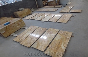 Indian Imperial Gold Yellow Granite Polished Slabs & Floor Wall Covering Tiles,Natural Building Stone Stair Treads, Steps for Bathroom, Lobby Hotels Shopping Mall Project Decoration Use