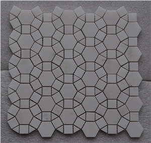 Special Round Design Mosaic Tile Bianco Carrara Marble