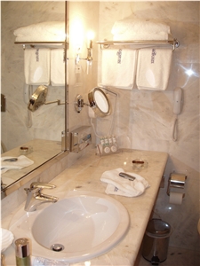 Yellow Whitish Marble Bathroom Vanity Top Greece