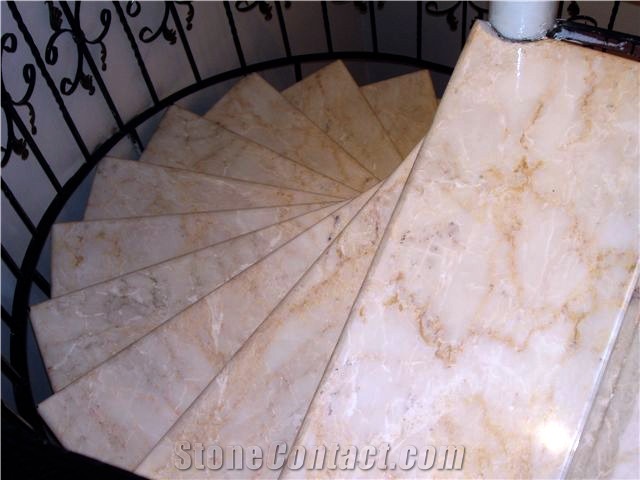 Yellow Whitish Marble Staircase Greece
