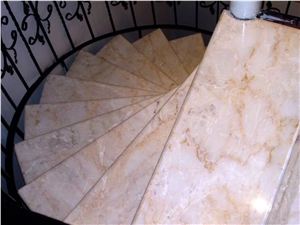 Yellow Whitish Marble Staircase Greece