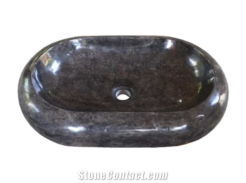 Black Marble Sink Donat Oval Polished Indonesia