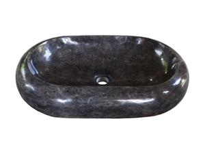 Black Marble Sink Donat Oval Polished Indonesia