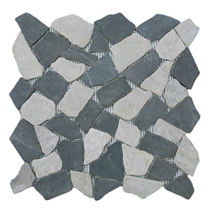 Mosaic Marble Irregular Marmor Bruch, Grey Marble Mosaic Indonesia