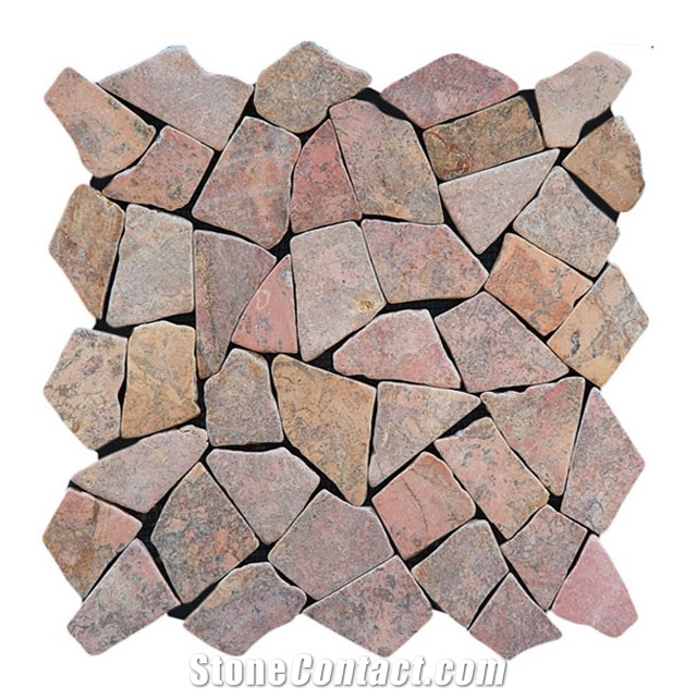 Mosaik Marble Irregular Marmor Bruch, Red Marble Mosaic Indonesia