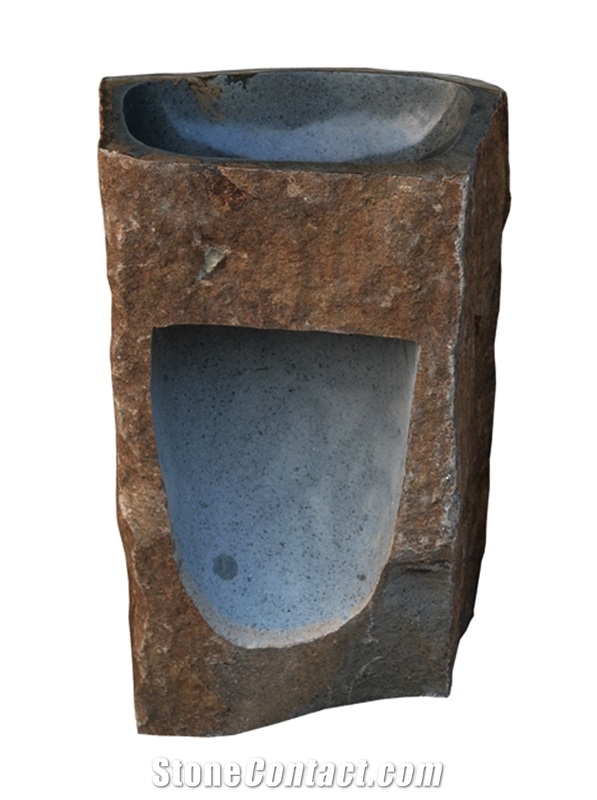 Pedestal Sink Natural Megalithic, Grey Basalt Sinks & Basins Indonesia