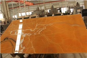 Agate Onyx Slab for Background Wall Covering,China Yellow Onyx