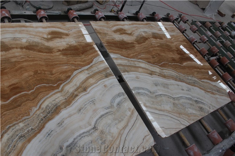 High Quality White Wooden Onyx Book Match Effect Polished Slab,Competitive Price Wall Covering