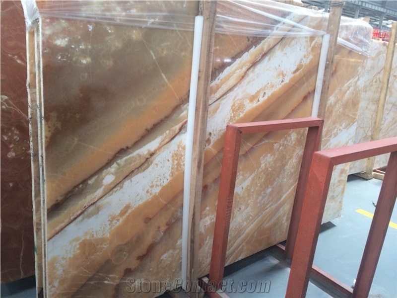 Natural Stones Orange Onyx Big Slab & Flooring & Background & Table & Wall Covering